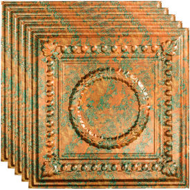 Rosette - 23-3/4" x 23-3/4" PVC Lay In Tile in Copper Fantasy