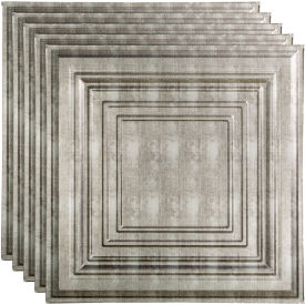 Traditional Style # 3 - 23-3/4" x 23-3/4" PVC Lay In Tile in Crosshatch Silver