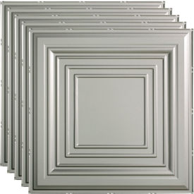 Traditional Style #3 - 23-3/4" x 23-3/4" PVC Lay In Tile in Argent Silver