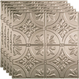Traditional Style # 2 - 23-3/4" x 23-3/4" PVC Lay In Tile in Brushed Nickel - PL5229