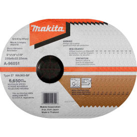 INOX Grinding Wheel, 36 Grit, Type 27, 9" Dia x 1/4"T x 7/8" Cntr Hole Dia, 10/Pk