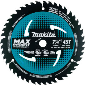 Carbide-Tipped Max Effcy Ultra-Thin Kerf Saw Blade, Fine Crosscutting, 7-1/4"Dia, 45TPI