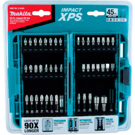 Impact Bit Set, 45 Pc., Detent Ball/Magnetic Hex Locks, Matte Nickel