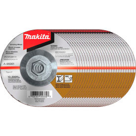 Hubbed INOX Grinding Wheel, 36 Grit, Type 27, 6" Diameter x 1/4" Thickness x 5/8-11" Center Hole Diameter - 5 Pack