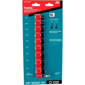 Impact Socket Set w/ Std Socket Adapter, 10Pc, 3/8" Drive, 6pt, Metric