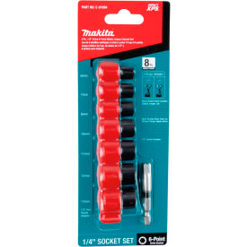 Impact Socket Set w/ Std Socket Adapter, 8 Pc, 1/4" Drive, 6pt, Metric