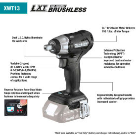 Cordless 1/2" Sq. Drive Impact Wrench Tool, 18V Li-Ion, Sub-Cmpt Brushless