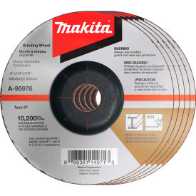 INOX Grinding Wheel, 36 Grit, Type 27, 6" Dia x 1/4"T x 7/8" Cntr Hole Dia, 25/Pk