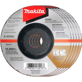 INOX Grinding Wheel, 36 Grit, Type 27, 5" Dia x 1/4"T x 7/8" Cntr Hole Dia, 25/Pk