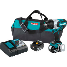 Cordless High-Torque 1/2" Impact Wrench Kit, 5.0Ah, 18V Li-Ion, Friction Ring