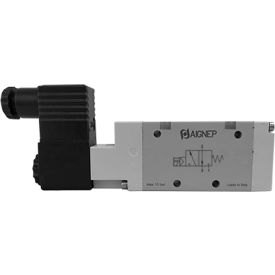 3/2 Closed Single Solenoid Valve, Pilot/Spring Return G 1/4, 24V DC/3W Coil, Black Connection