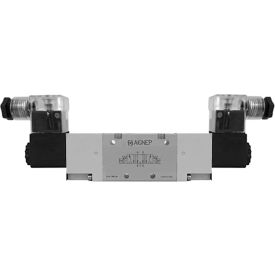 5/3 Double Solenoid Valve, External Pilot, Pressure Centered, Spring Centered, G1/8, 24V DC/2W Coil, LED Connection.