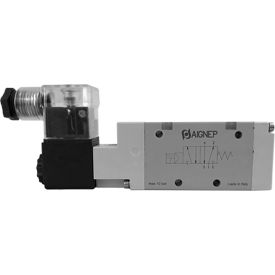 5/2 Single Solenoid Valve, Pilot/Spring Return 1/2 NPTF, 24V DC/2W Coil, LED Connection