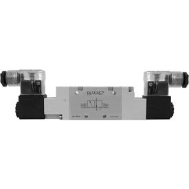 3/2, 1/2 NPT Double Solenoid Valve, Pilot, 24V DC/3W Coil, LED Connection