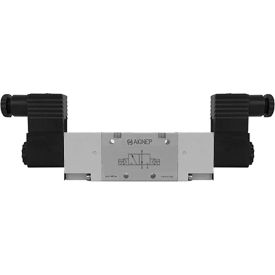 3/2 Double Solenoid Valve, Ext Pilot G 1/4, 110V AC/5VA Coil, Black Connection