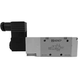 5/2 Single Solenoid Valve, Ext Pilot Spring Return G 1/4, 24V AC/5VA Coil, Black Conn.