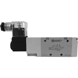 5/2 Single Solenoid Valve, Ext Pilot Spring Return G 1/4, 24V DC/2W Coil, LED Connection
