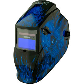 Auto Darkening Welding Helmet, Variable Shade Control - Blue Skull