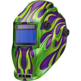 Big Window Auto Darkening Welding Helmet, Variable Shade Control -Purple/Green Flame