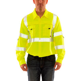 Reflective Long Sleeve Shirt, Silver Tape, Type R, Class 3, Fl Lime, 2XL