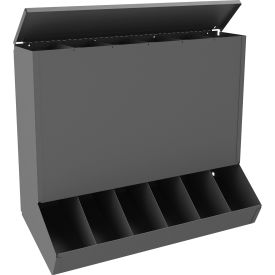 Gravity Feed Dispenser With Lid, 6 Compartments, 20-3/4"W x 7-1/2"D x 4-1/4"H - Gray