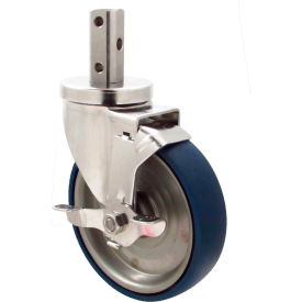 Swivel Stem Caster - 5"Dia. Stainless Disc, Bearing with Top Lock, 2"H Stem
