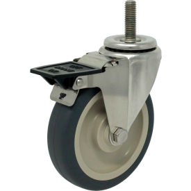 Swivel Stem Caster - 5"Dia. Poly-Pro, Bore with Top Lock, 1-1/2"H Stem