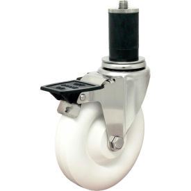 Expansion Stem Caster - 5"Dia. Polyolefin, Bore, Tope Lk Brk, 375 Lb. Cap.