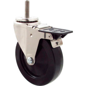 Swivel Stem Caster - 5"Dia. Soft Rubber/Tread with Tech Lock, 1-1/2"H Stem