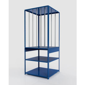 36"W x 36"D x 86"H, 18 Gauge, 3 Shelf Corrugate Rack, 100 Lb. Shelf Capacity - Blue