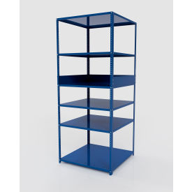 36"W x 36"D x 86"H, 18 Gauge, 5 Shelf Corrugate Rack, 100 Lb. Shelf Capacity - Blue