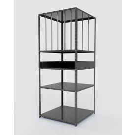 36"W x 36"D x 86"H, 18 Gauge, 4 Shelf Corrugate Rack, 100 Lb. Shelf Capacity - Black