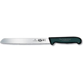 8 Bread Knife, Slant Tip, Serrated Blade, Black Fibrox Handle 40549