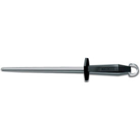 10" Steel Sharpener, Smooth Polished, Round, Black Nylon Handle.
