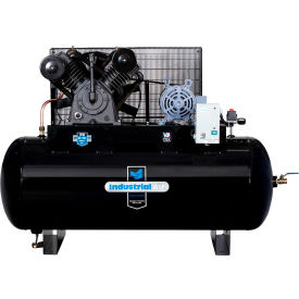 10 HP 120 Gallon Horizontal Two Stage Air Compressor, 230V