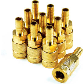 6-Ball Automotive T-Style Coupler 1/4" x 3/8" Standard Hose Barb - Pack of 10