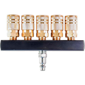 Primefit Air Manifold with 1/4" Industrial 6-Ball Brass Couplers, 1/4"