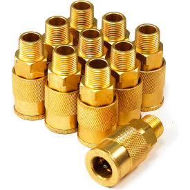 Industrial M-Style Steel Coupler 3/8" x 3/8" Female NPT - Pack of 10