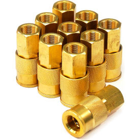 Industrial / M-Style Brass Coupler 3/8" x 1/4" Push on Barb - Pack of 10