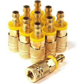 6-Ball I/M-Style Brass Coupler 1/4" x 3/8" Push Lock Barb - Pack of 10
