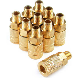 6-Ball I/M-Style Brass Coupler 1/4" x 3/8" Standard Hose Barb - Pack of 10