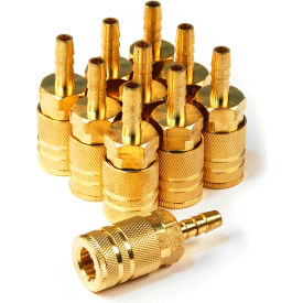 6-Ball I/M-Style Brass Coupler 1/4" x 1/4" Standard Hose Barb - Pack of 10