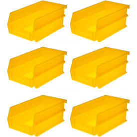 LocBin Wall Storage, 7-3/8"L x 4-1/8"W x 3"H, Yellow, Polypropylene, Pack of 6