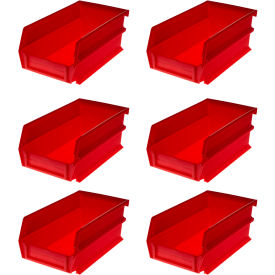Wall Storage, 7-3/8"L x 4-1/8"W x 3"H, Red, Polypropylene, Pack of 6