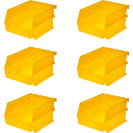 LocBin Wall Storage, 5-3/8"L x 4-1/8"W x 3"H, Yellow, Polypropylene, Pack of 6