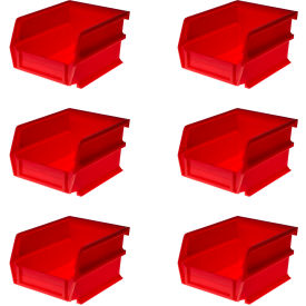 LocBin Wall Storage, 5-3/8"L x 4-1/8"W x 3"H, Red, Polypropylene, Pack of 6