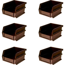 LocBin Wall Storage, 5-3/8"L x 4-1/8"W x 3"H, Brown, Polypropylene, Pack of 6