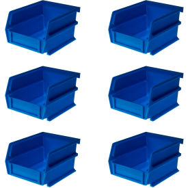 LocBin Wall Storage, 5-3/8"L x 4-1/8"W x 3"H, Blue, Polypropylene, Pack of 6