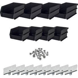 Hanging Bin & Bin Clip Kits, 4 Small & 4 Medium Pins, Black, Polypropylene