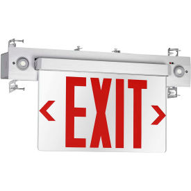 LED Edge-Lit Combo Exit/Emergency Unit, NiMH Battery, Red LEDs, Surface Mount, Single Face